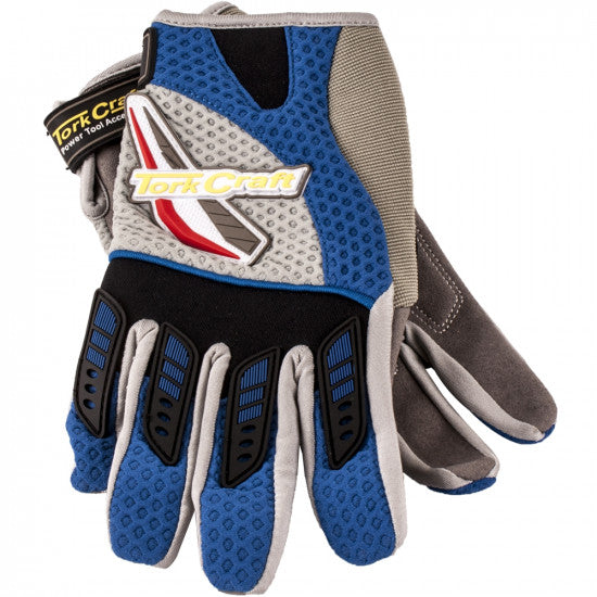 TORK CRAFT Mechanic Glove X-small Synt.leather Leather Palm Air Mesh Back Blue