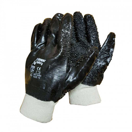 Gloves Black Chip Palm Knitwrist L G085