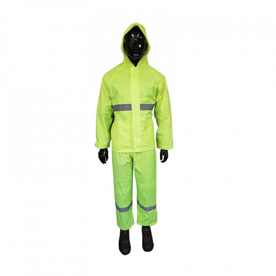 Rainsuit Rubberised Hi-vis Refl Tape Lime Med Rrl