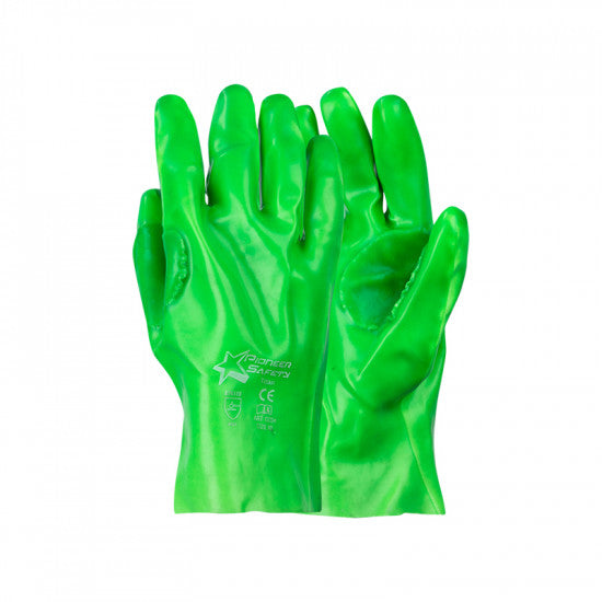Gloves Pvc Reinforced Hi-vis Green 27cm G094