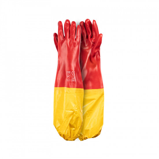 Gloves Pvc Coat Red Open Cuff 60cm Std Shoulder L G016-5